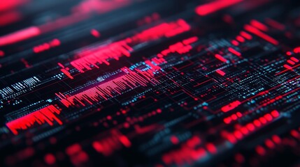 Abstract Technology Background With Glowing Lines, Streams, Big Data, Circuit Board Visualization