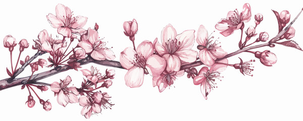 Fototapeta premium Cherry blossom sketch hand drawn in doodle style illustration