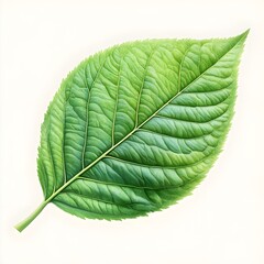 Obraz premium Single Crisp Green Leaf with Detailed Veins in a Minimalist Photo