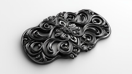 Obraz premium Mystical 3D Fantasy Belt Buckle with Intricate Motifs in High-Contrast Against White Background