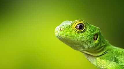 Obraz premium Close-up of a green lizard with vibrant details.