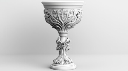 Fototapeta premium Intricately Designed 3D Fantasy Chalice Tilted 45 Degrees on White Background