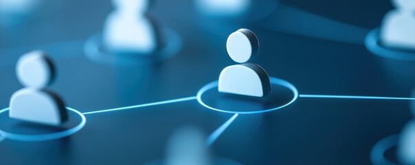 Connected people icon in a digital network, white isolate background.