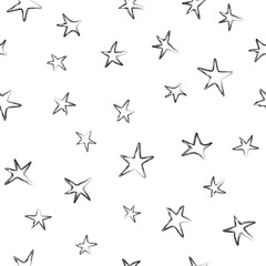 Child Doodles Stars Seamless Pattern. Abstract outline drawn gold star. Cute Simple Black and white Background. Pattern for package wallpaper cover textile print. Vector illustration