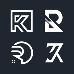 Set of letter KR design idea with modern concept for business