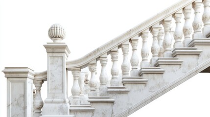 Fototapeta premium Elegant stone railings adorn a pristine white backdrop, evoking the grandeur of ancient Rome's architectural relics.