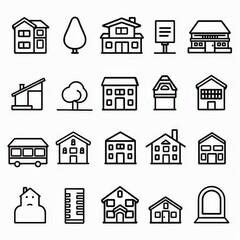 Fototapeta premium Professional And Minimalist Icons, Rent, Line art, flat, 2d, black and white, white background stylize 50