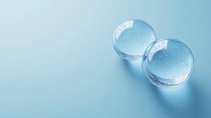 Two transparent spheres on a light blue background