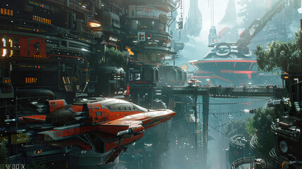 A scifi game action scene.