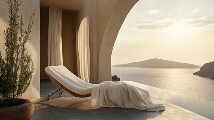 Serene Oceanview Lounge Chair in Elegant Modern Setting