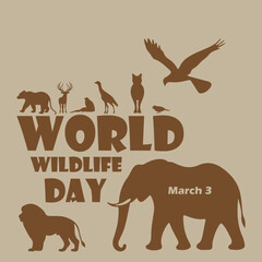 World Wildlife Day 3 March Vector Illustration