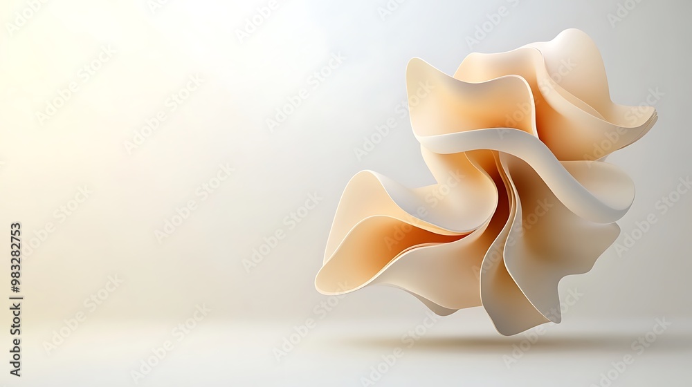 Wall mural a soft, abstract shape with flowing curves and pale colors, creating a sense of elegance and tranqui