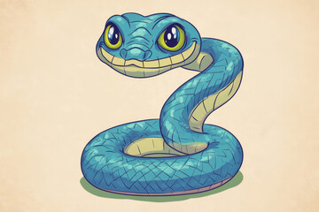 Fototapeta premium Illustration of a blue snake on a light background