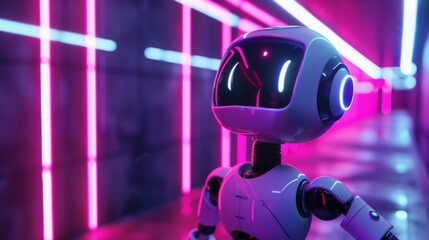 Naklejka premium Gaming joystick 3d cute character On neon background