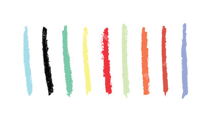 crayon hand drawn colourful  Brush elements. Hand-drawn crayon & Pastel Paint Brush Set for Sketch. Vector kids hand painting texture design.