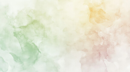 Obraz premium A soft and minimal watercolor abstract background with gentle blends of pale green, pastel yellow, and light lavender, forming a calming composition.
