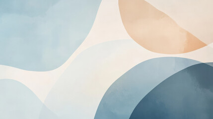 Clean abstract backdrop in soft taupe and pastel blue, with minimal shapes and fine lines adding a subtle yet modern touch to a professional presentation.