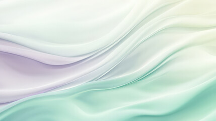 Soft fluid waves of mint green, lavender, and pale yellow, blending gently together to create a smooth, abstract background.