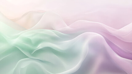 Fototapeta premium Gentle fluid background with smooth transitions between light pink, soft green, and pale lavender, forming a calming, abstract flow.