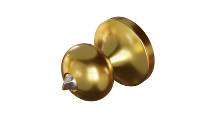 Golden sphere door handle isolated on transparent and white background. Door concept. 3D render