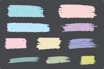 Set of hand-drawn crayon strokes, hand-drawn wax crayon chalk texture, Scribble hand drawn on black background.