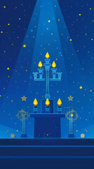 Hanukkah Menorah with Stars and Night Sky