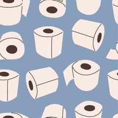Seamless pattern with toilet paper