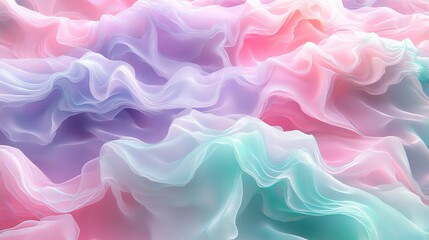 Obraz premium Abstract Pastel Background, Waves in Soft Pink, Mint Green and Lavender, Gorgeous Design Element