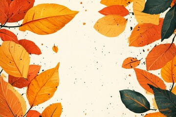 Autumn Leaves Scattered on White Background
