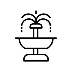 Fountain with water, minimalistic garden or park icon