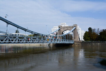 Grunwald Bridge, Poland, Wroclaw. Flooding on the Oder. September 2024