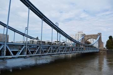 Fototapeta premium Grunwald Bridge, Poland, Wroclaw. Flooding on the Oder. September 2024