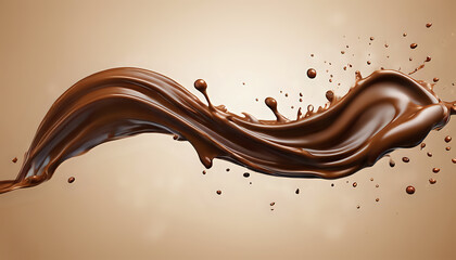 Chocolate dripping in a splash  creating a delicious and abstract flow of sweet, melted cocoa