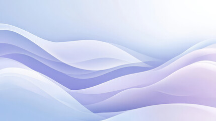 A gradient background transitioning from soft blue to pale lavender, overlaid with smooth, flowing wavy lines in white, creating a tranquil, serene abstract design.