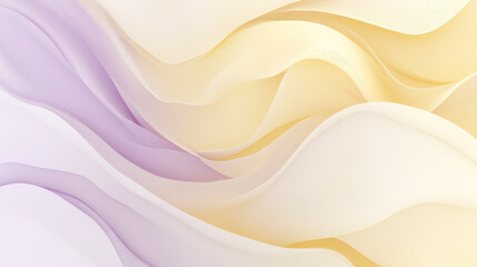Fototapeta premium Smooth fluid shapes in pastel yellow and light lavender, blending seamlessly into each other for a gentle, abstract design.