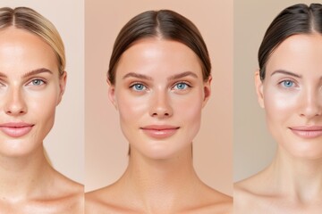 Diverse Beauty: Three Women with Different Hair Colors Showcasing Natural Makeup Looks