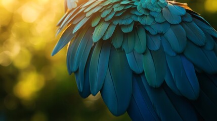 Obraz premium Vibrant Bird Feather Detail with Nature Background