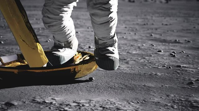 Astronaut Steps Onto The Surface Of The Moon