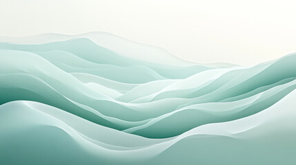 Obraz premium A fresh gradient of mint green to pale sky blue, with delicate wavy lines creating organic flow and subtle movement in the background.