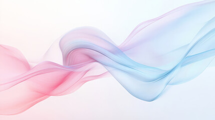 Fototapeta premium Smooth, pastel-colored lines in shades of light pink and blue gently flowing over a soft white background, creating a calming and minimalistic abstract design.