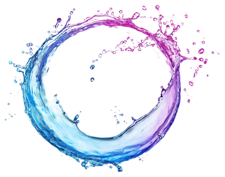 Circle liquid splash effect water color art.