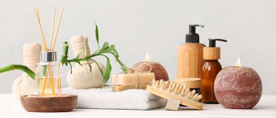 Spa set on light background