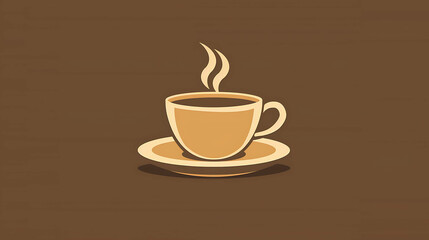 Obraz premium A simple, stylish illustration of a steaming cup of coffee on a saucer.