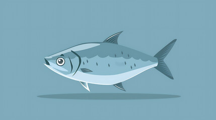 Obraz premium Cartoon illustration of a blue fish swimming.