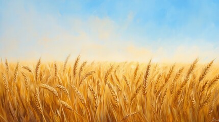 Golden Wheat Field Under Blue Sky