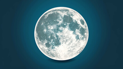 A full moon shines brightly against a dark blue sky.