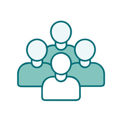 Group of people icon with simple blue design, teamwork and community symbol