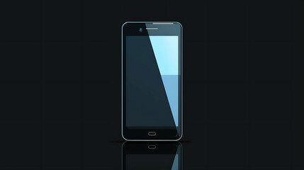 Black smartphone on a black background.