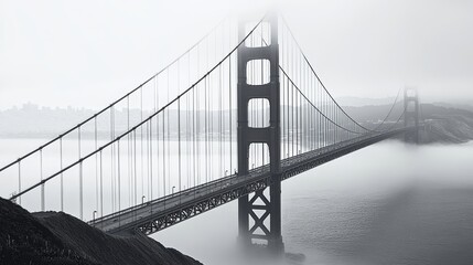Connecting Continents Golden Gate Bridge in Elegant Minimalism, Symbolic of Hispanic Heritage