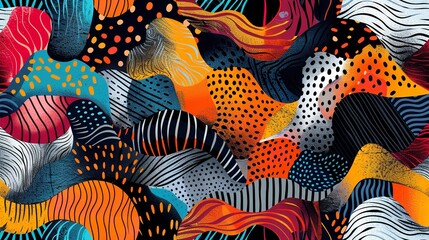 An abstract background with playful shapes and vibrant colors, creating a sense of joy and spontaneity
